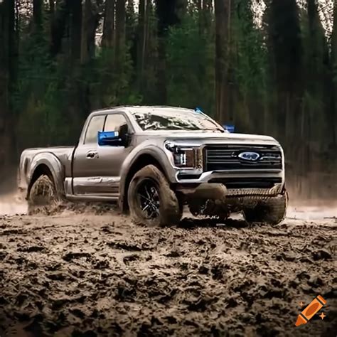 Ford Lightning Truck Drifting In A Muddy Field On Craiyon