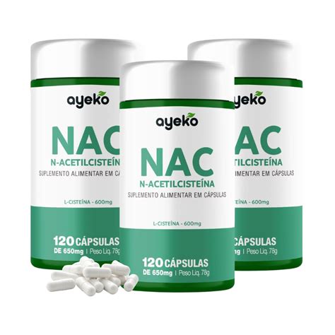 Diferença Entre Nac E Acetilcisteína - 3X Nac N-acetilcisteína 600mg Alta Concentração Em 1 Capsula - 120 ...