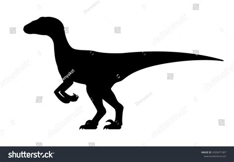 Velociraptor Silhouette Vector Illustration Black Silhouette Stock