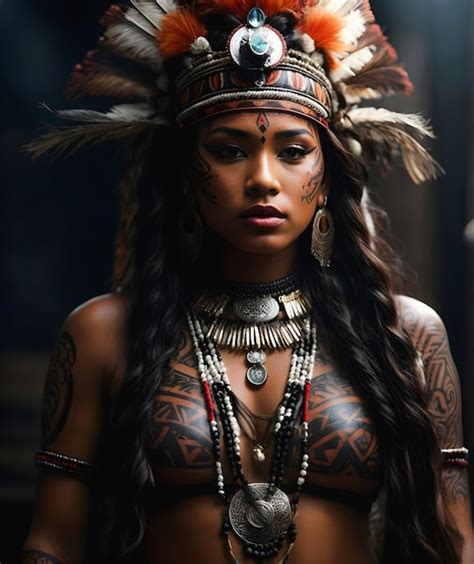 Retrato De Uma Linda Mulher Tatuada Tribal Nativa Zulu Pr Ncipes