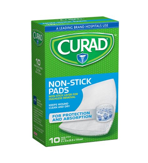 Non Stick Pads With Adhesive Tabs 2 X 3 20 Count Curad Bandages