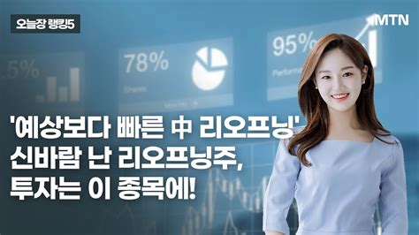 오늘장 랭킹5 예상보다 빠른 中 리오프닝신바람 난 리오프닝주 투자는 이 종목에 머니투데이방송 증시 증권