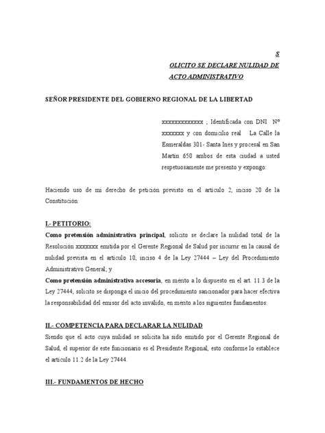 4 Demandas De Nulidad De Acto Administrativos Download Free Pdf