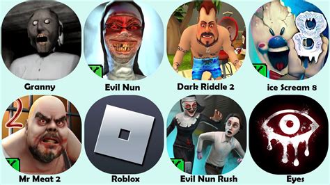 Granny Evil Nun Dark Riddle 2 Ice Scream 8 Mr Meat 2 Roblox Evil Nun