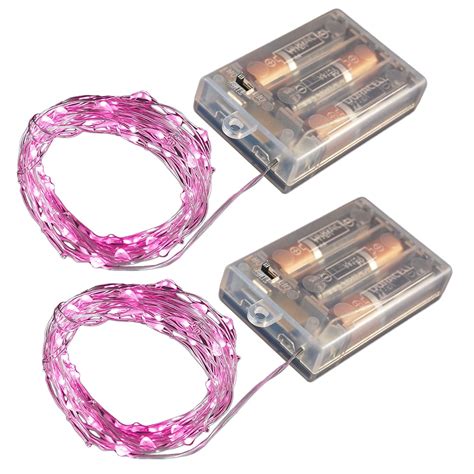 LumaBase Battery Operated LED Mini Fairy Lights With Timer Set Of Two