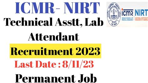 Icmr Nirt Technical Assistant Recruitment Icmr Nirt Lab