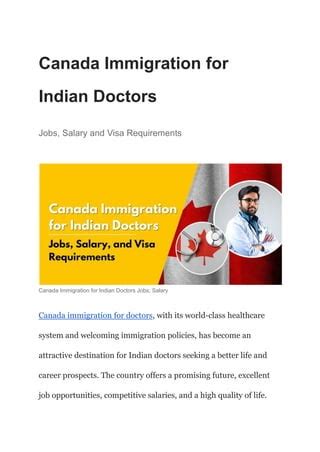 Canada Immigration for Indian Doctors Jobs, Salary and Visa ...