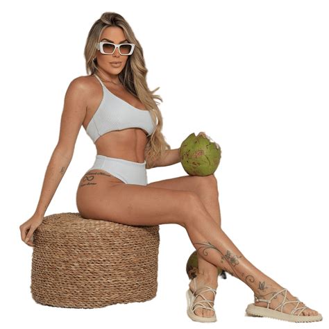 Conjunto Biquini Feminino Malha Canelada Calcinha Hot Pant Cintura Alta Suquini Textualizado Top