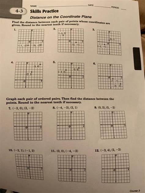 Solved PERIOD NAME DATE 4 3 Skills Practice Distance On The Chegg