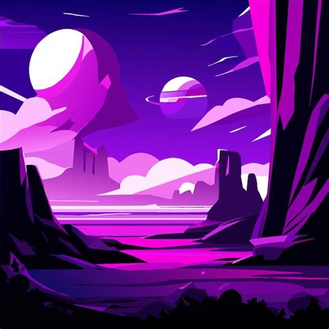 Paisaje Alienígena Con Planeta Superficie Rocosa Ilustración Vectorial Vector Premium