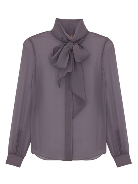 Saint Laurent Pussy Bow Silk Shirt Farfetch