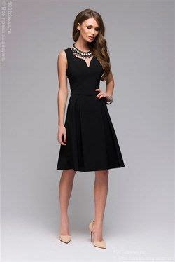 Черное платье длины мини с декольте и без рукавов | Платья, Черное ...