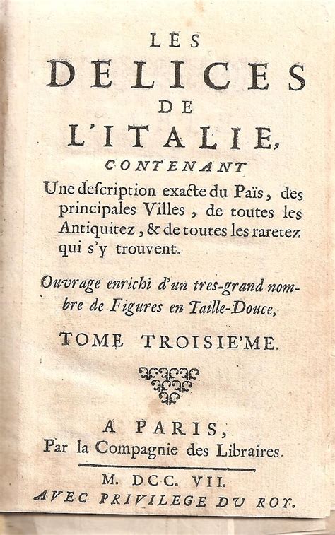 Les Délices de lItalie 1707 une source du peintre De Chirico