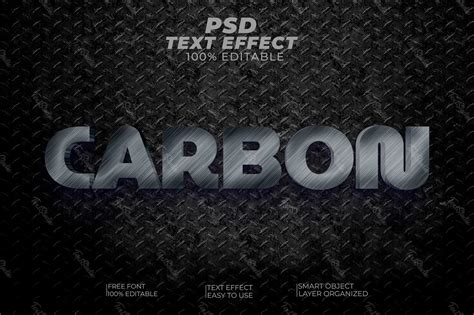 Fibre de carbone gris métallisé effet texte 3D Fichier PSD Photoshop