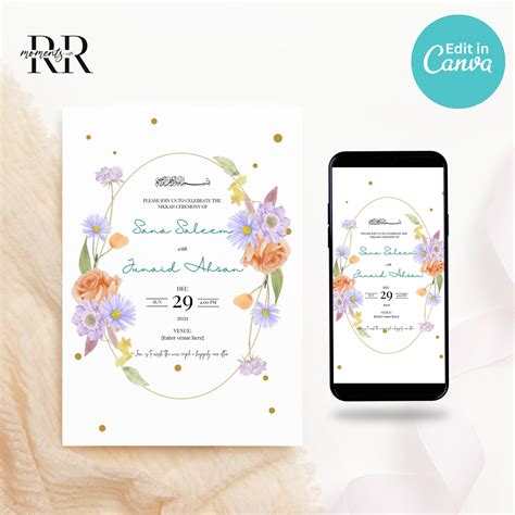 Editable Muslim Wedding Invitation Modern Nikkah Invitation Islamic