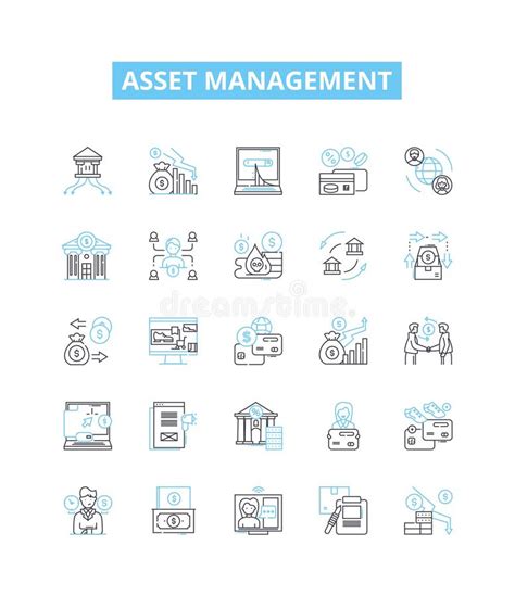 Asset Management Vector Line Icons Set Assets Management Investment