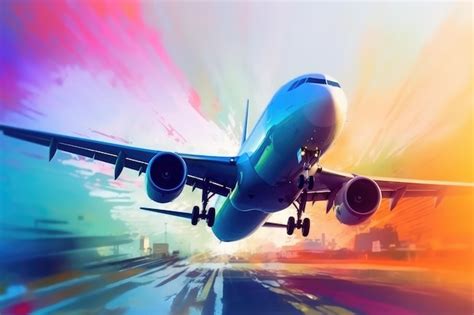 Premium AI Image | Abstract art Colorful painting art of a modern airplane