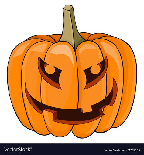 Halloween pumpkin carved angry face colored Vector Image