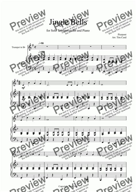 Jingle Bells For Solo Trumpet In Bb And Piano Sheet Music Pdf File