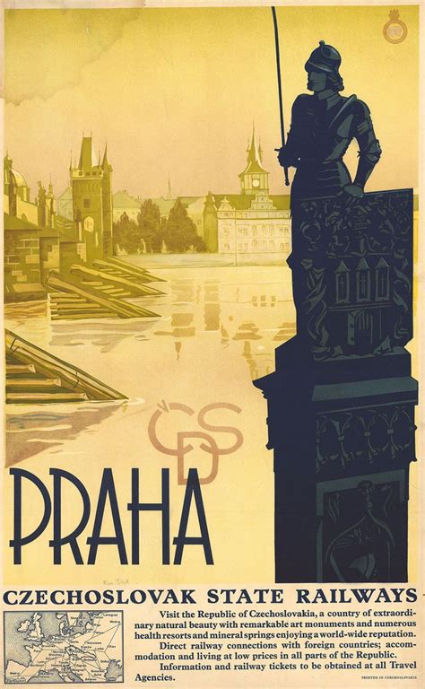 Praha Prague Czech Republic Vintage Poster Travel Posters Tourism