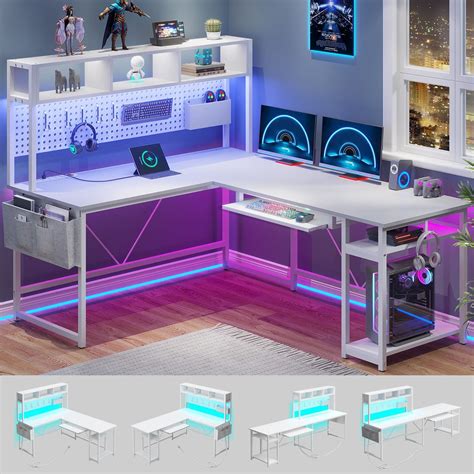 Sikaic L Shaped Reversible Gaming Desk White