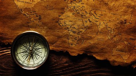 🥇 Old map and compass wallpaper | (132856)