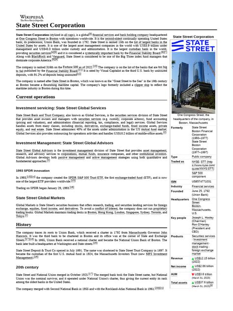 State Street Corporation Pdf Investment Fund Business