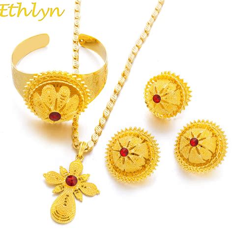 Aliexpress Buy Ethlyn Red Stone Big Ethiopian Gold Color Women