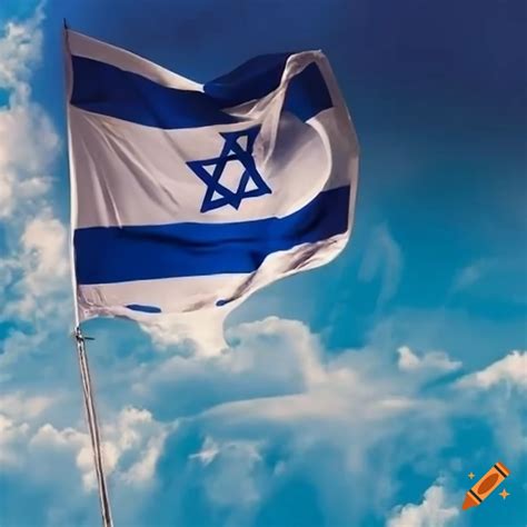 Israel Flag With Clouds In The Background On Craiyon