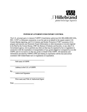 Fillable Online Power Of Attorney For Export Control Fax Email Print