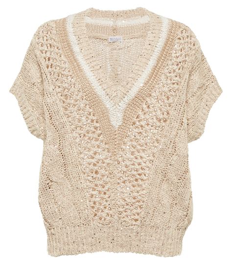 Brunello Cucinelli Sequined Knit Sweater Vest Brunello Cucinelli