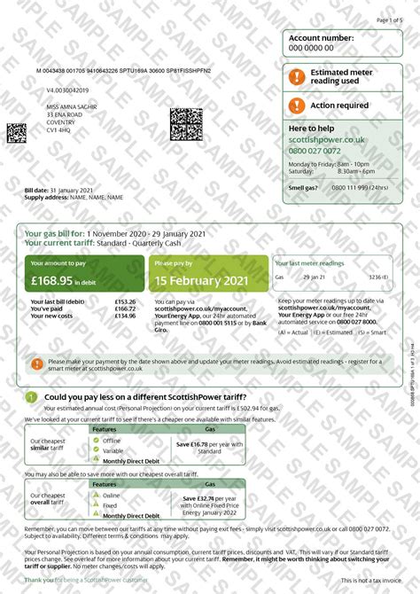 Utility Bills Prices Samples