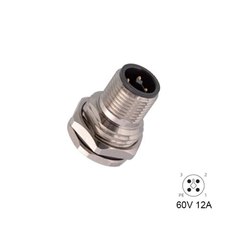 M12 T Coded Connector Dc 60v 12a Power Connector