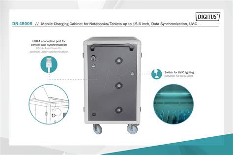 DIGITUS DN-45005: Notebook-Ladeschrank bis 15,6", bis 30 Geräte, UV-C ...