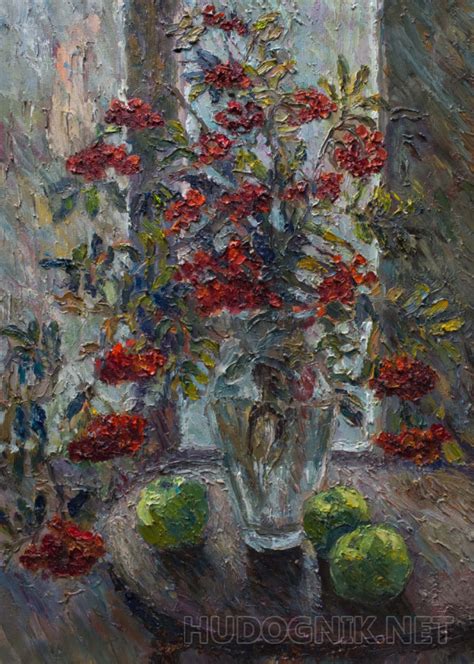 Картина Рябина в вазе. Размеры: 80x60, Год: 2016, Цена: 25000 рублей ...