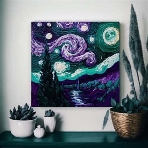 Premium AI Image | A painting of a forest with the starry night sky ...