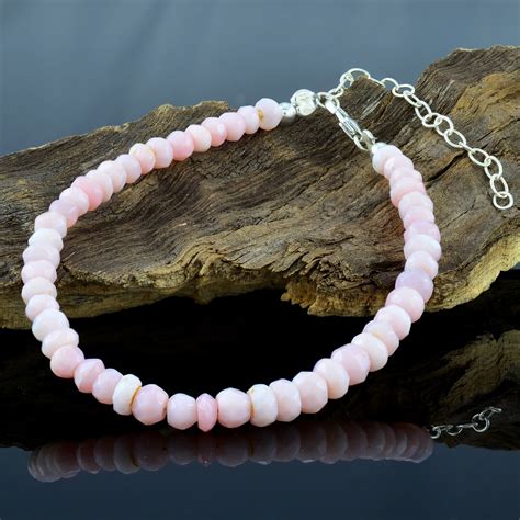 Peruanischer Rosa Opal Armband Rondelle Facettierte Rosa Stein Schmuck