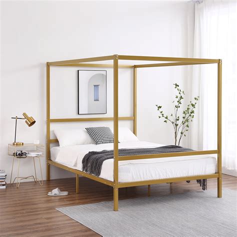 IVV Metal Canopy Bed Frame, Gold, Full Size - Walmart.com