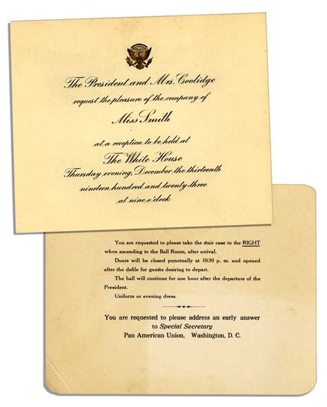 Lot Detail President Calvin Coolidge 1923 Invitation To The White