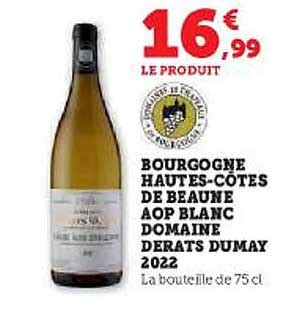 Promo Bourgogne Hautes C Tes De Beaune Aop Blanc Domaine Derats Dumay