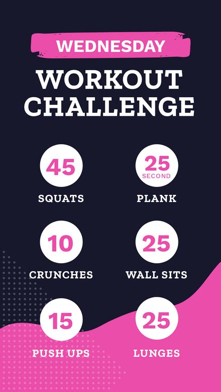 Wednesday Workout Challenge Pink And Navy Template Easil