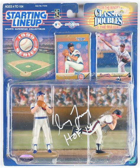 Greg Maddux Signed Starting Lineup Action Figures With Trading