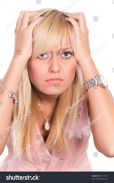 Cute Blonde Posing On White Background Stock Photo 84974749 Shutterstock