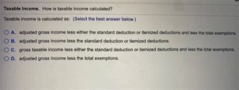 Solved Taxable Income. How is taxable income calculated? | Chegg.com 
