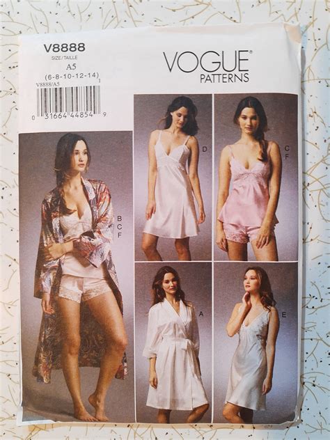 VOGUE PATTERNS Lingerie Negligee Robe Pattern Size Or Etsy