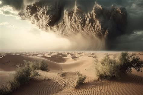 Una Tormenta De Arena Masiva Que Envuelve Los Cielos Sobre El Desierto