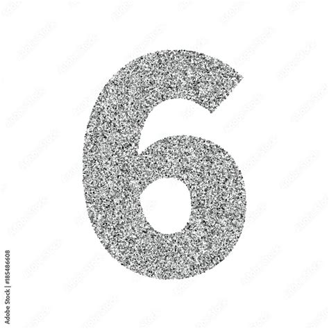 Silver glitter alphabet number 6 Stock Vector | Adobe Stock