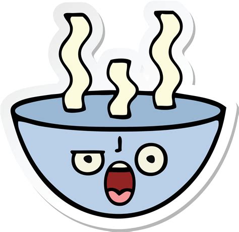 Sticker Of A Cute Cartoon Bowl Of Hot Soup 11766420 Vector Art At Vecteezy