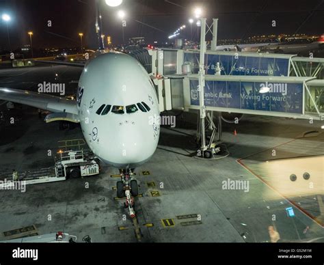 South Africa, Gauteng, Kempton Park, Lufthansa Airbus A380 at ...