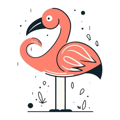 Premium Vector Flamingo Hand Drawn Vector Illustration In Doodle Style